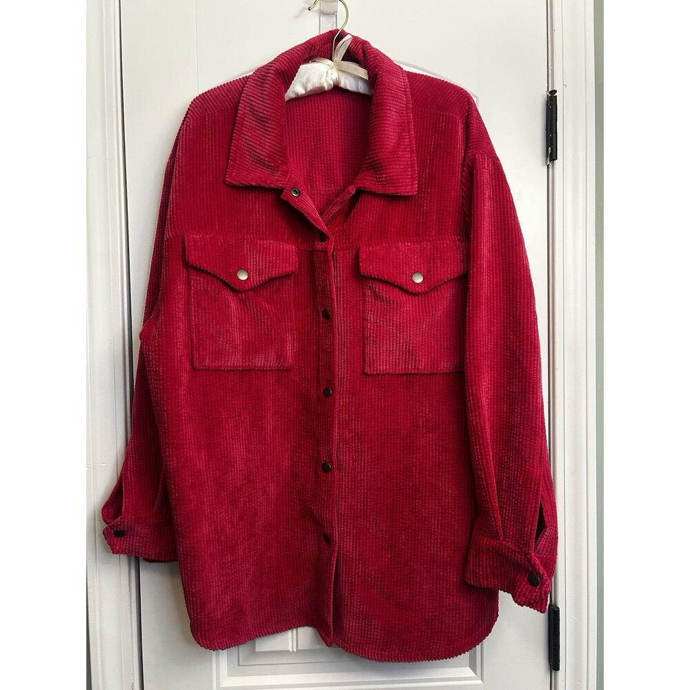 Wild Fable Hot Pink Corduroy Shacket Womens XL Oversized Snap Shirt Jacket - Picture 6 of 15